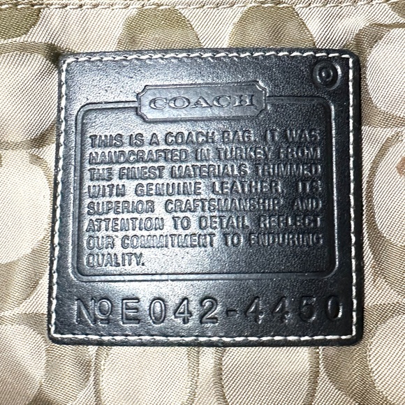 Coach 4450 Black Nylon Canvas East West Shoulder Bag Leather Trim Buckles - Picture 9 of 9